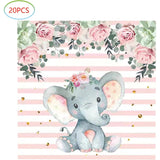Set 20 de Servetele de Masa, Vivimall, Imprimeu Elefant, din Hartie, 16.5 x 16.5 cm, Roz - vivimall.ro