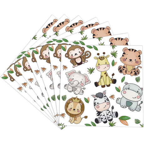 Set 20 de Servetele de Masa, Vivimall, Imprimeu Jungle, din Hartie, 16.5 x 16.5 cm, Multicolor - vivimall.ro