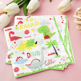 Set 20 Servetele de Masa, Vivimall, Colectia Dino Park, 17 x 17 cm, din Hartie, Multicolor - vivimall.ro