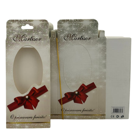 Set 100 Bucati Ambalaje de Carton pentru Martisoare, Vivimall, Cutii Brosa, Model cu Funda si Stele, Crem - vivimall.ro