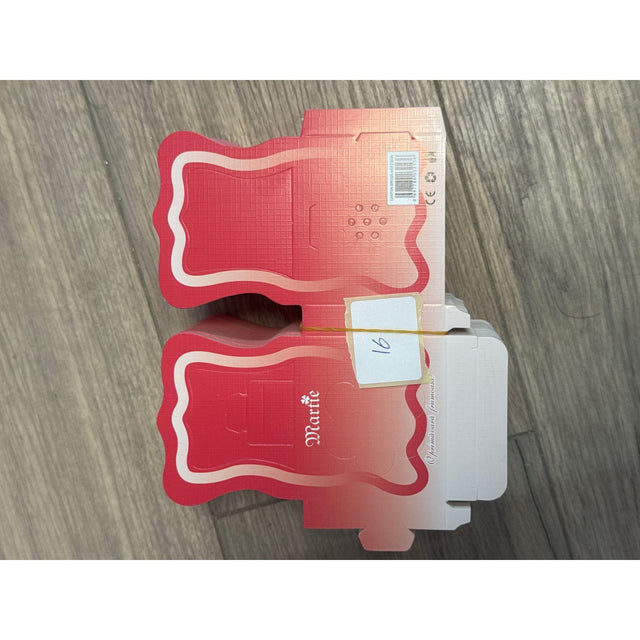 Set 200 ambalaje carton mărțișoare model gentuță roșu, vedere frontală cu detalii decorative