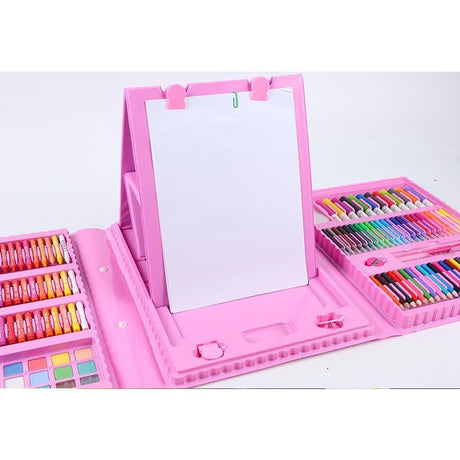 Set 208 Piese, Complet pentru Pictura si Desen, Vivimall, Tip Servieta, 3-12 Ani, 32.6 x 27.7 x 6 cm, Roz - vivimall.ro
