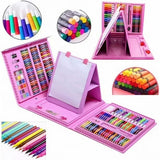 Set 208 Piese, Complet pentru Pictura si Desen, Vivimall, Tip Servieta, 3-12 Ani, 32 x 27 x 5 cm, Roz - vivimall.ro