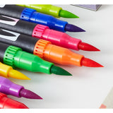 Set 24 Carioci, Vivimall, pe Baza de Apa, 2 Tipuri de Varf, 1-2 mm, 0.4 mm, Corp Carioca Negru, din Plastic, Multicolor - vivimall.ro