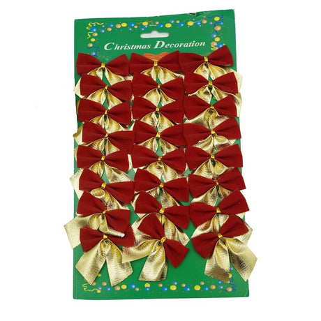 Set 24 fundite pentru brad, Rosii-Aurii , 5 x 6 cm, din poliester, Vivimall - vivimall.ro