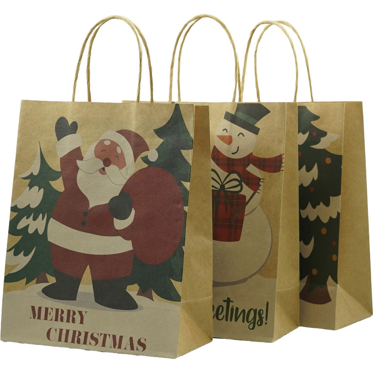Set 24 pungi cadou Vivimall, imprimeu tematica Craciun, model random, din hartie, 18.5 x 22.5 x 8.5 cm, multicolor - vivimall.ro