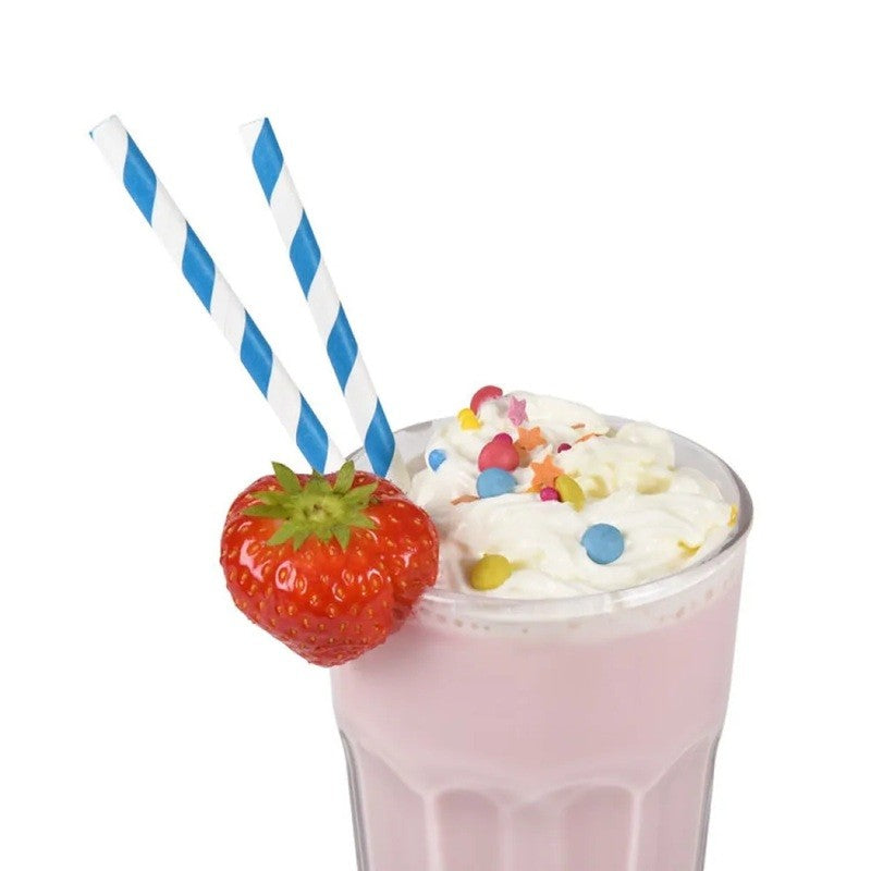 Set 25 Paie, Vivimall, din Hartie, 20 cm, Model cu Dungi, Alb/Albastru Inchis - vivimall.ro