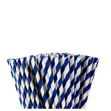 Set 25 Paie, Vivimall, din Hartie, 20 cm, Model cu Dungi, Alb/Albastru Inchis - vivimall.ro