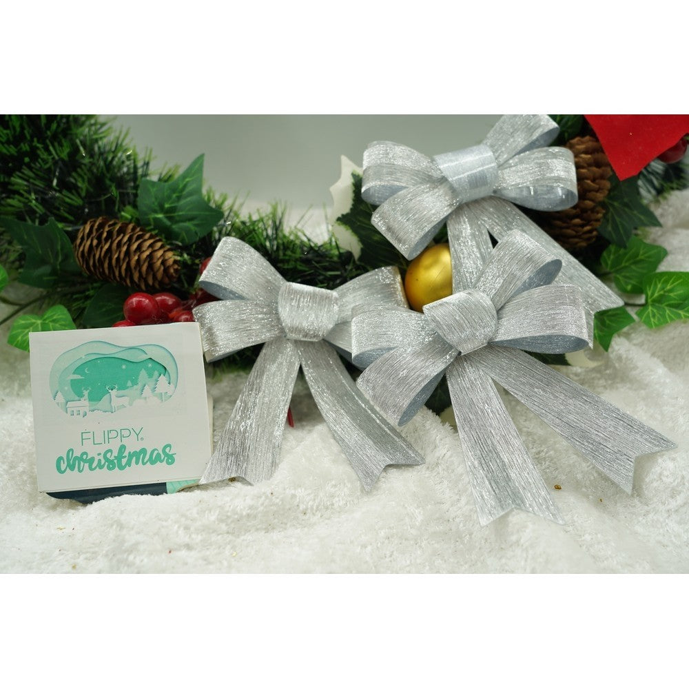 Set 3 fundite pentru brad, Argintii, 10 x 11 cm, din poliester, Vivimall - vivimall.ro