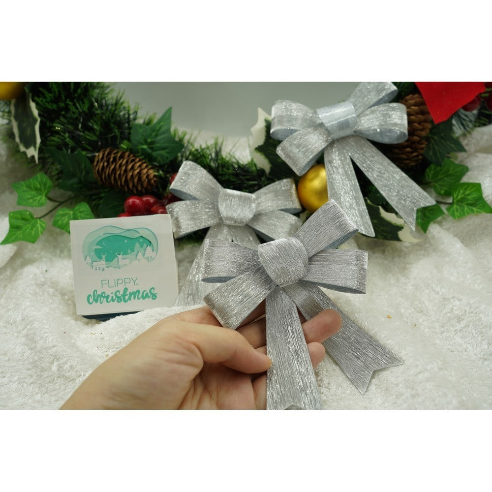 Set 3 fundite pentru brad, Argintii, 10 x 11 cm, din poliester, Vivimall - vivimall.ro