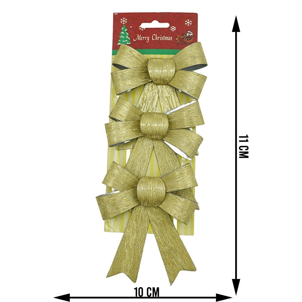 Set 3 fundite pentru brad, Aurii, 10 x 11 cm, din poliester, Vivimall - vivimall.ro