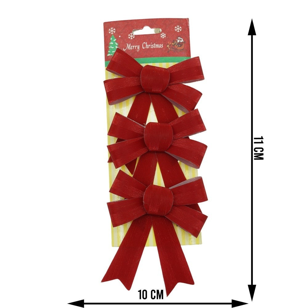 Set 3 fundite pentru brad, Rosii, 10 x 11 cm, din poliester, Vivimall - vivimall.ro