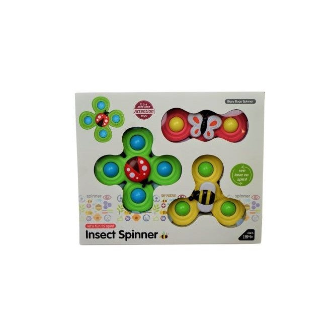 Комплект от 3 играчки Spinner за деца, Spinimals, пчела, пеперуда, калинка 