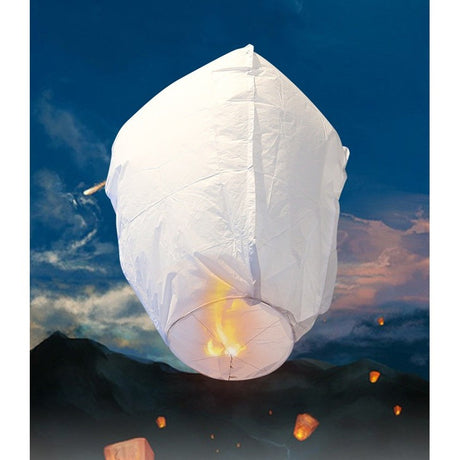 Set 3 Lampioane Zburatoare, Vivimall, Hartie Biodegradabila, 82 x 45 x 31 cm, Alb - vivimall.ro