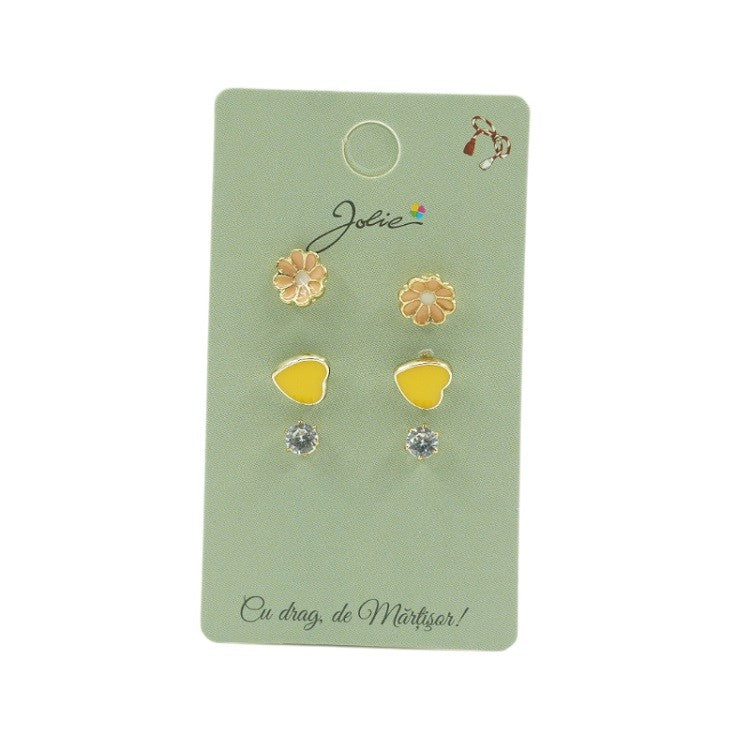 Set 3 Perechi Cercei Floare, Inima, Piatra - vivimall.ro