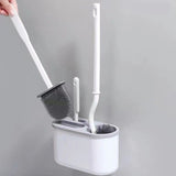 Set 3 Perii Pentru Toaletă, Din Silicon, Perie Zimțată, Cap Flexibil, Suport Adeziv, Pentru Montarea Pe Perete, 39 x 19 x 9,8 cm - vivimall.ro
