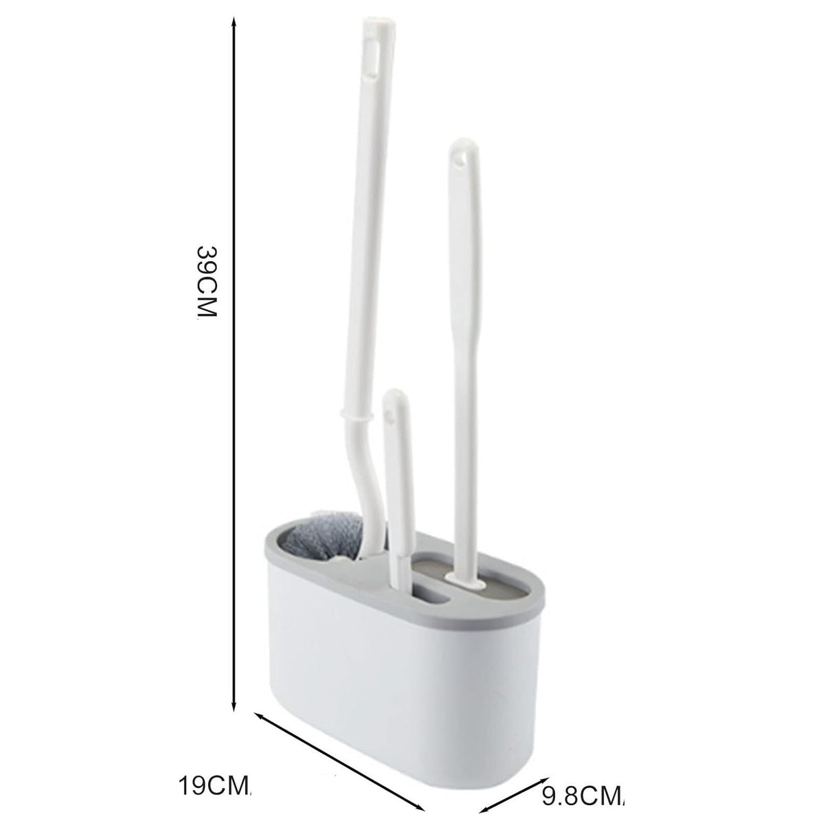 Set 3 Perii Pentru Toaletă, Din Silicon, Perie Zimțată, Cap Flexibil, Suport Adeziv, Pentru Montarea Pe Perete, 39 x 19 x 9,8 cm - vivimall.ro