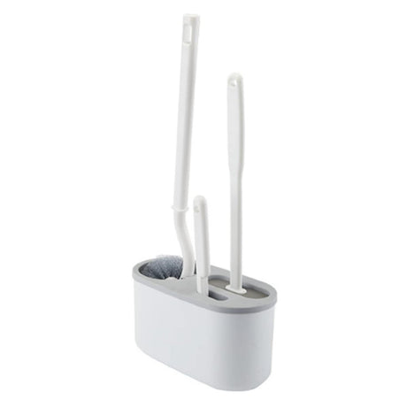 Set 3 Perii Pentru Toaletă, Din Silicon, Perie Zimțată, Cap Flexibil, Suport Adeziv, Pentru Montarea Pe Perete, 39 x 19 x 9,8 cm - vivimall.ro