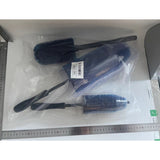 Set 3 Piese pentru Cosmetica Auto, Vivimall, din Plastic si Otel, Maner Ergonomic, Perie Butuc, Anvelope, Detalii, Albastru - vivimall.ro