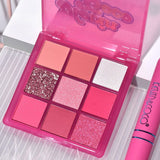 Set 3 Produse de Machiaj, KEVIN &amp; COCO, Pink Hearted, 9 culori, 15.5 x 13 x 3.4 cm