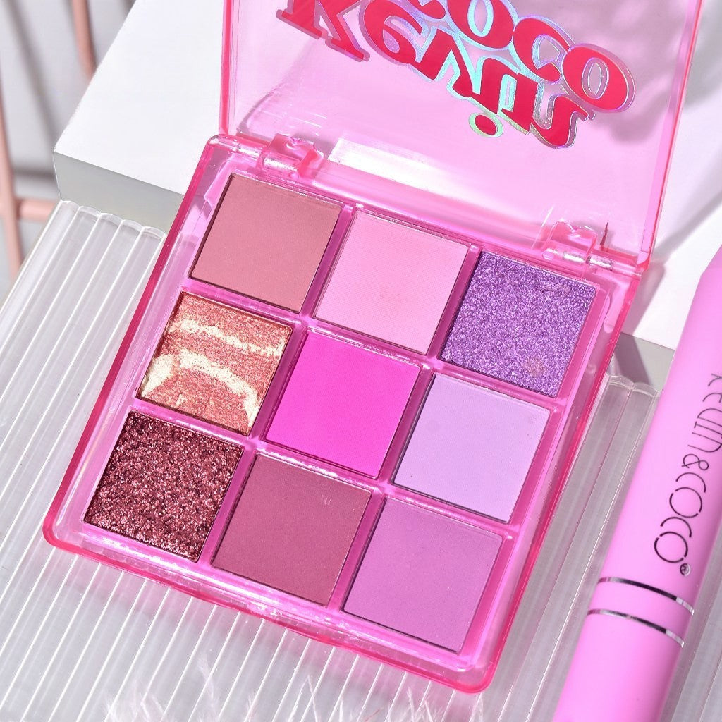 Set 3 Produse de Machiaj, KEVIN &amp; COCO, Pink Ice Star, 9 culori, 15.5 x 13 x 3.4 cm - vivimall.ro