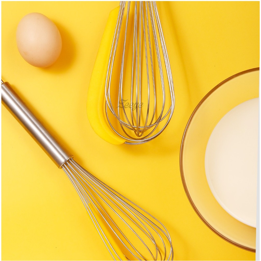 Set 3 ustensile pentru bucatarie Vivimall, 2 teluri, un separator oua, inox/silicon, Galben - vivimall.ro