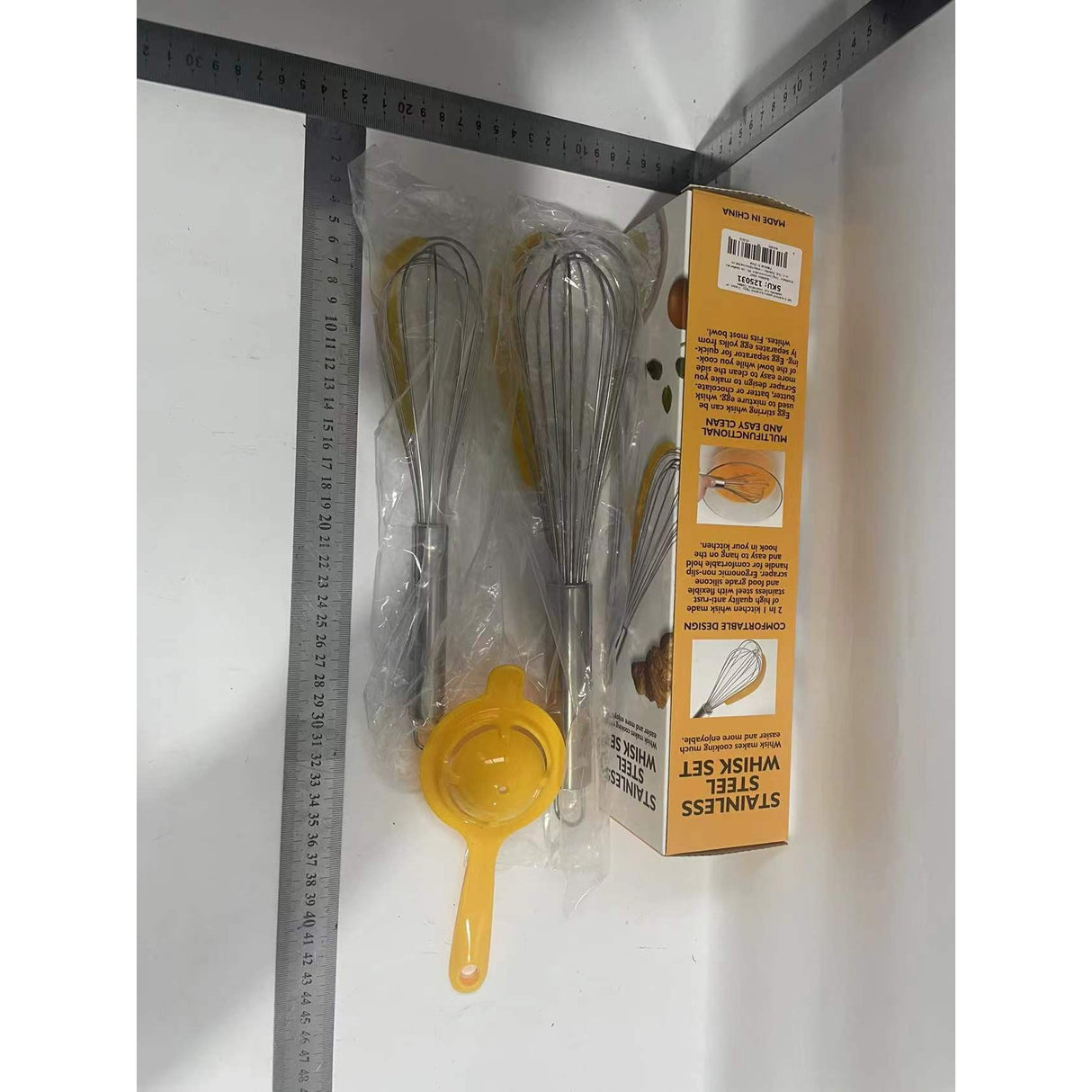 Set 3 ustensile pentru bucatarie Vivimall, 2 teluri, un separator oua, inox/silicon, Galben - vivimall.ro