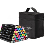 Set 30 Markere, Flippy, pe Baza de Ulei, Dublu Capat, Subtire 1mm si Gros 6 mm, Geanta Depozitare, 15 cm, Multicolor - vivimall.ro