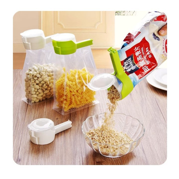 Set 4 Cleme Cu Capac Pentru Sigilare Pungi Alimente, Material Abs, Multicolor - vivimall.ro