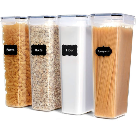 Set 4 Recipiente din Plastic, Vivimall, pentru Alimente/Obiecte, Inchidere Ermetica, 4 x 2.8l, Transparent - vivimall.ro