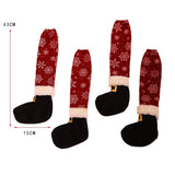 Set 4 decoratiuni tip soseta pentru scaune Vivimall, tematica Craciun, material textil/poliester, 15 x 43 cm, rosu - vivimall.ro