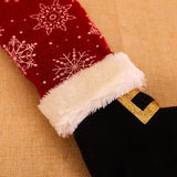 Set 4 decoratiuni tip soseta pentru scaune Vivimall, tematica Craciun, material textil/poliester, 15 x 43 cm, rosu - vivimall.ro