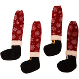 Set 4 decoratiuni tip soseta pentru scaune Vivimall, tematica Craciun, material textil/poliester, 15 x 43 cm, rosu - vivimall.ro