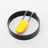 Set 4 Forme Rotunde Pentru Ou Din Otel, Strat Antiaderent, Diametru 7.5 Cm, Cu Maner Din Abs, Negru - vivimall.ro