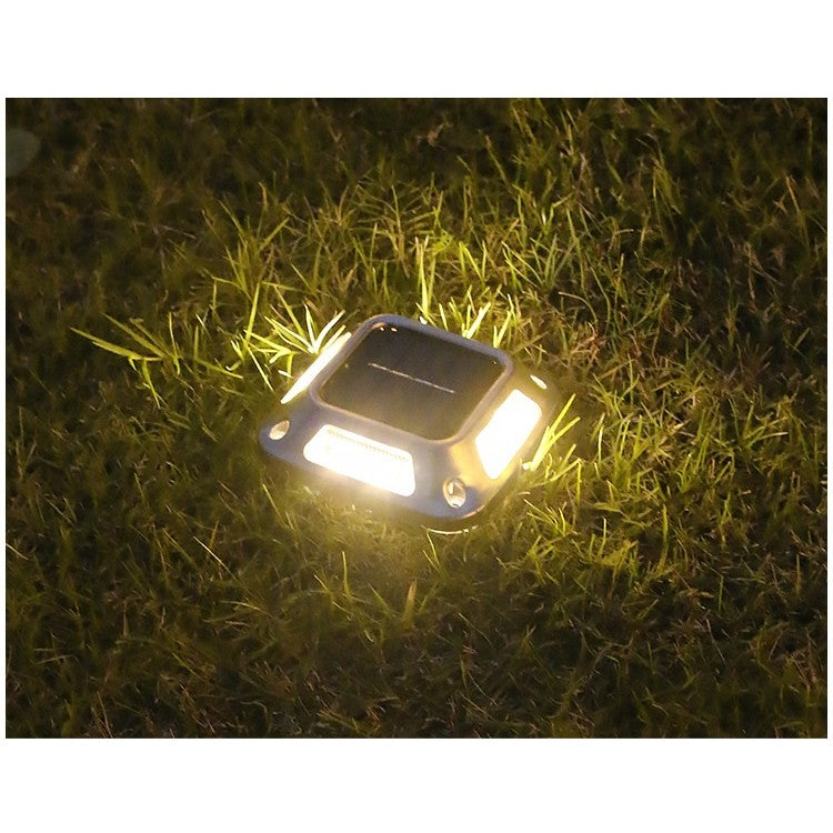 Set 4 Lampi Solare, Vivimall, 8 LED-uri, IP65, din ABS+PC, 6-12 h Iluminare, Baterie 1.2 V 600 mAh, Montare pe Perete/Pamant, Lumina Alb Cald, 9 x 9 x 5.5 cm, Gri - vivimall.ro