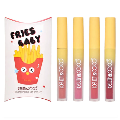 Set 4 lip gloss-uri Kevin&Coco Fries Baby Model C, nuanțe multicolor, vedere de ansamblu