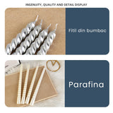 Set 4 Lumanari pentru Masa, Cina, Decor, Vivimall, Model Rasucit, Lungime 25 cm, Bronz - vivimall.ro