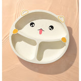 Set 4 Piese Hranire Bebelusi si Copii, Vivimall, din Silicon, fara BPA, de la 12 Luni, Model Pisicuta, 28 x 26 x 2 cm, Bej - vivimall.ro