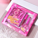 Set 4 Produse de Machiaj, KEVIN &amp; COCO, Pink Loving-heart Leopard Girl, 18 culori, 20.5 x 18.2 x 2.2 cm