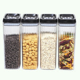 Set 4 Recipiente din Plastic, Vivimall, pentru Alimente/Obiecte, Inchidere Ermetica, Textura Ondulata, 4 x 3.3 l, Transparent - vivimall.ro