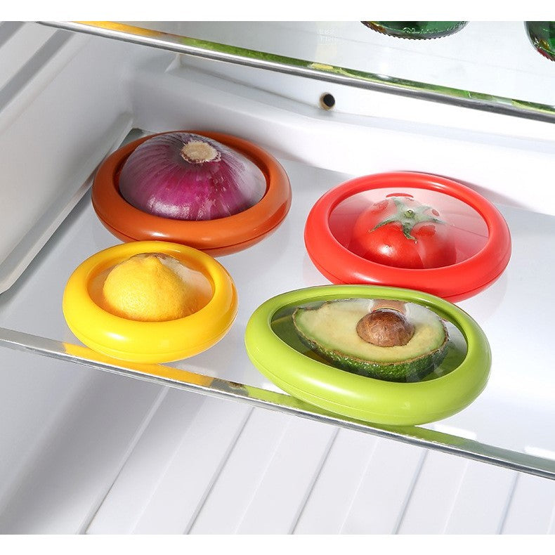 Set 4 Recipiente Pentru Pastrarea Proaspata A Legumelor, Cutii Portabile Sigilate Anti-Oxidare, 4 Forme Diferite Pentru Legume Sau Fructe, Culori Diferite - vivimall.ro