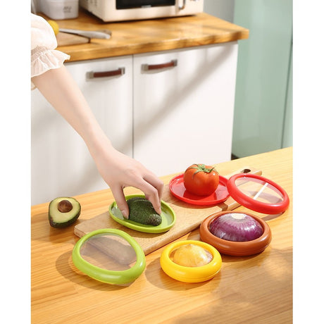 Set 4 Recipiente Pentru Pastrarea Proaspata A Legumelor, Cutii Portabile Sigilate Anti-Oxidare, 4 Forme Diferite Pentru Legume Sau Fructe, Culori Diferite - vivimall.ro