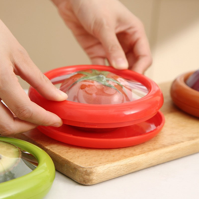 Set 4 Recipiente Pentru Pastrarea Proaspata A Legumelor, Cutii Portabile Sigilate Anti-Oxidare, 4 Forme Diferite Pentru Legume Sau Fructe, Culori Diferite - vivimall.ro
