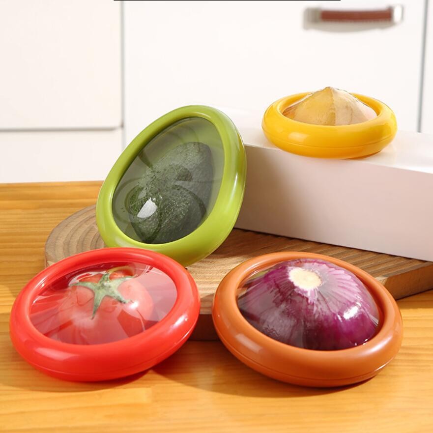 Set 4 Recipiente Pentru Pastrarea Proaspata A Legumelor, Cutii Portabile Sigilate Anti-Oxidare, 4 Forme Diferite Pentru Legume Sau Fructe, Culori Diferite - vivimall.ro