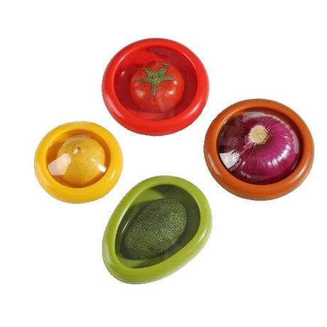 Set 4 Recipiente Pentru Pastrarea Proaspata A Legumelor, Cutii Portabile Sigilate Anti-Oxidare, 4 Forme Diferite Pentru Legume Sau Fructe, Culori Diferite - vivimall.ro