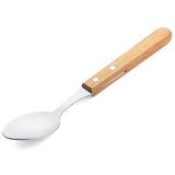 Set 4 tacamuri pentru masa Vivimall, otel 304, lingura, lingurita desert, cutit, furculita, maner din lemn de fag, 20 x 4 x 2 cm, gri - vivimall.ro