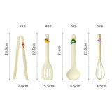 Set 4 Ustensile de Bucatarie, Vivimall, pentru Copii, din Silicon, Termorezistente, Design Animat, 13 x 24 x 5 cm, Bej - vivimall.ro