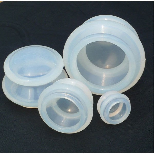 Set 4 Ventuze de Cupping, Vivimall, Pentru Masaj Anticeluluitic, din Silicon, Alb Transparent - vivimall.ro