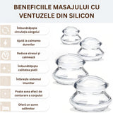 Set 4 Ventuze de Cupping, Vivimall, Pentru Masaj Anticeluluitic, din Silicon, Alb Transparent - vivimall.ro