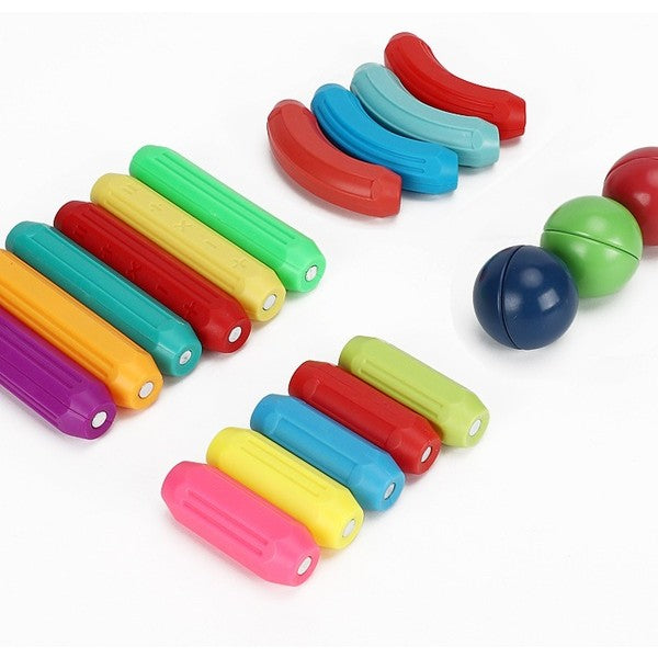 Set 42 de Piese Magnetice de Constructie, Vivimall, Puzzle, Forme, 3 Ani, ABS, Magnet, 20x6.5x18 cm, Multicolor - vivimall.ro